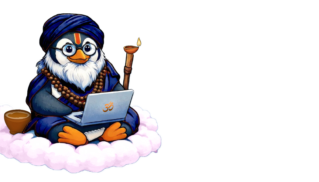Paajee's guru character working on a laptop from a cloud